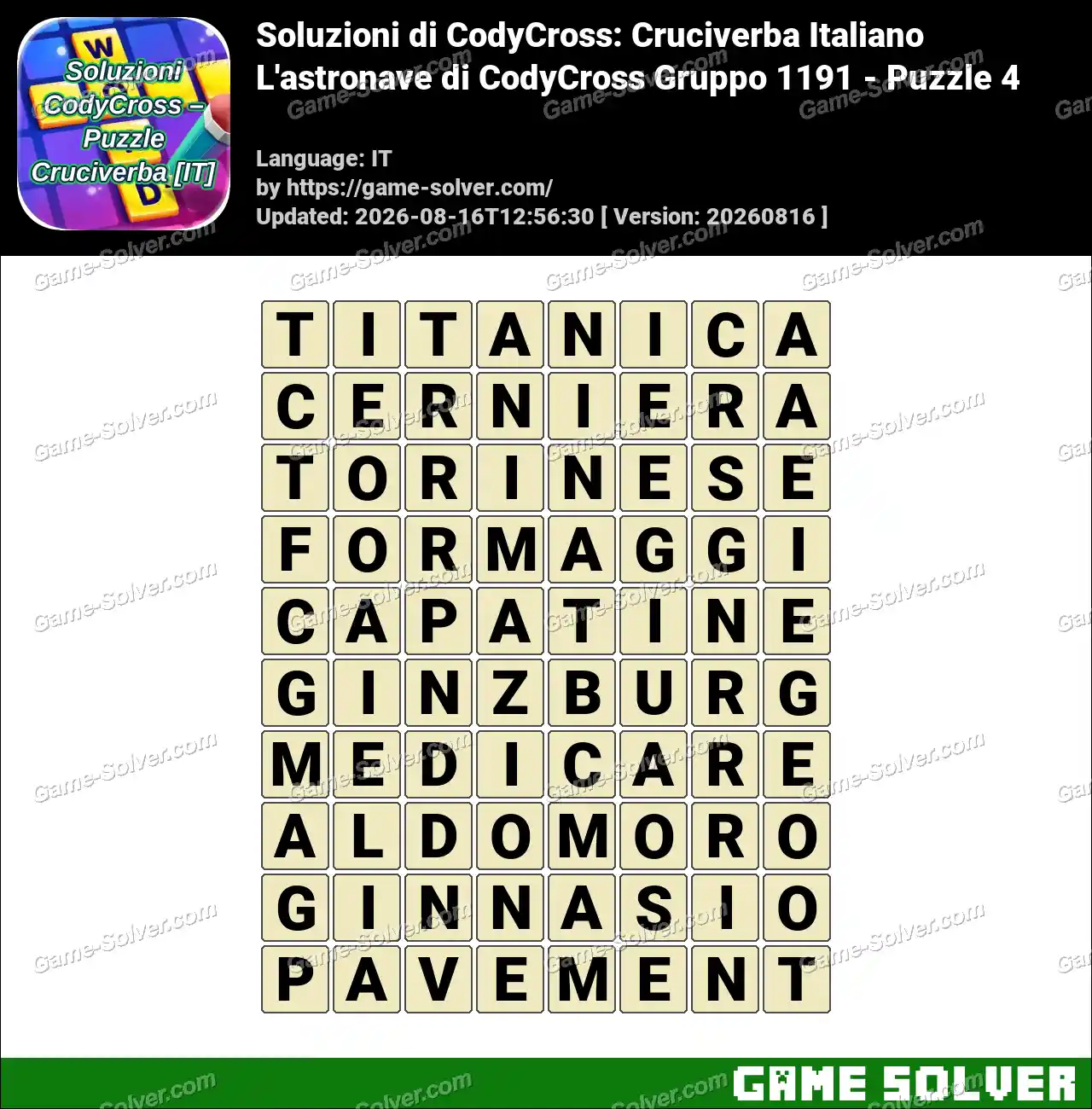 Soluzioni di CodyCross: Cruciverba Italiano L’astronave di CodyCross Gruppo 1191 – Puzzle 4